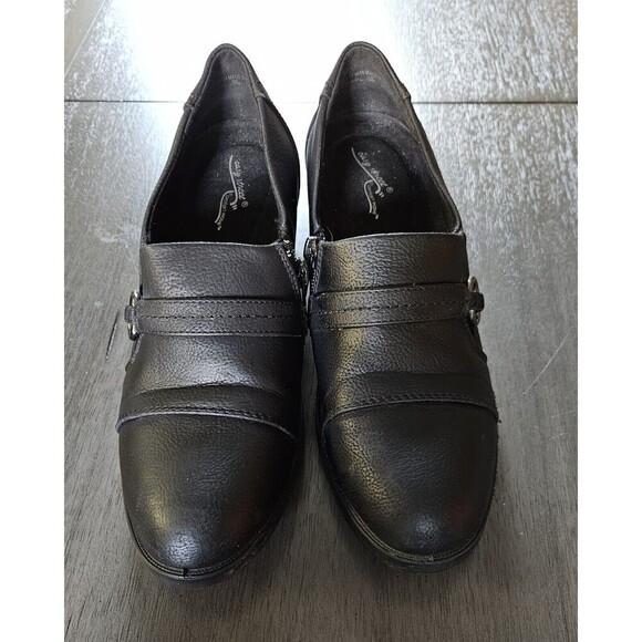 Easy Street Womens Black Faux Leather Loafers Round Toe Slip On Block Heel Sz 7M - Picture 3 of 7
